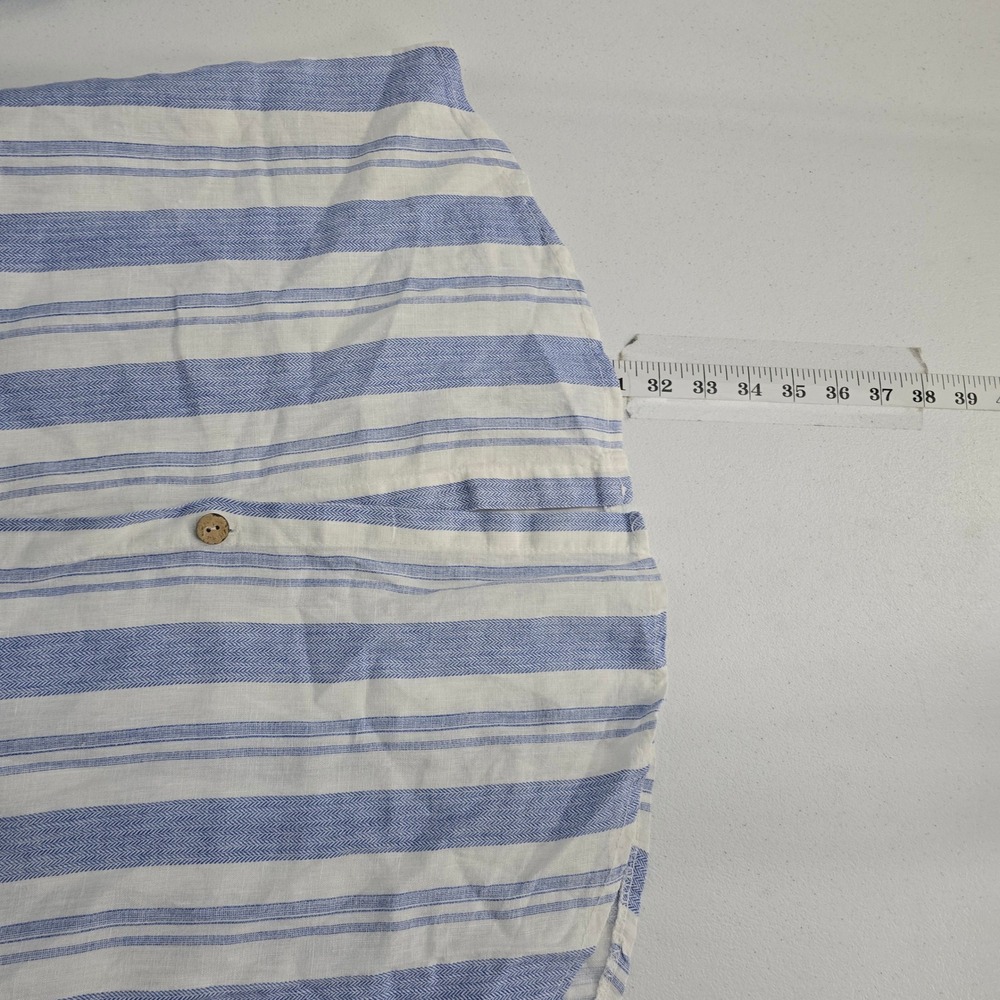 Viola Borghi Blue White‎ Striped Linen Button Down Shirt Made in Italy Size M - Picture 4 of 7